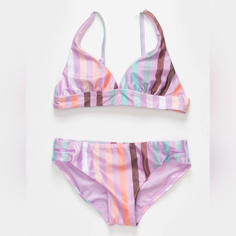 🔹️NWT Raisins Lavender Striped Bralette Swim Set Size 14